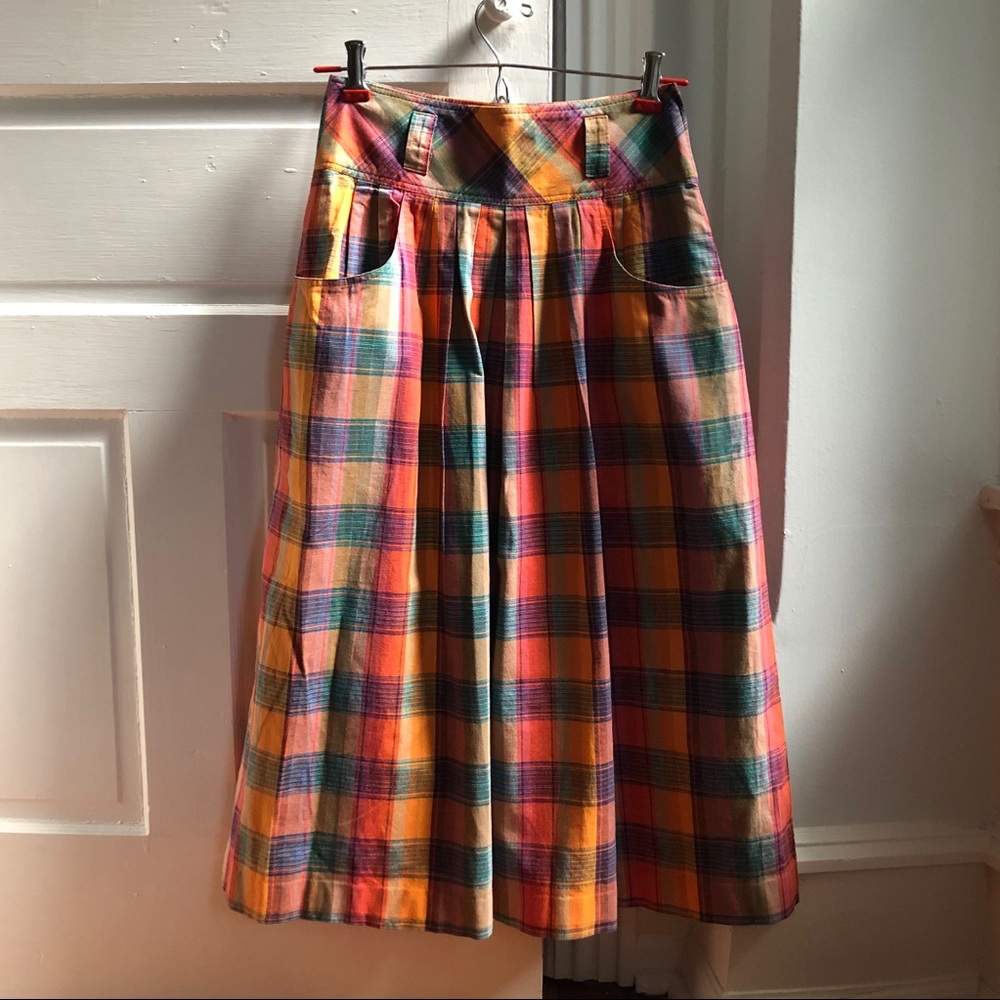 Madras rainbow plaid vintage skirt
